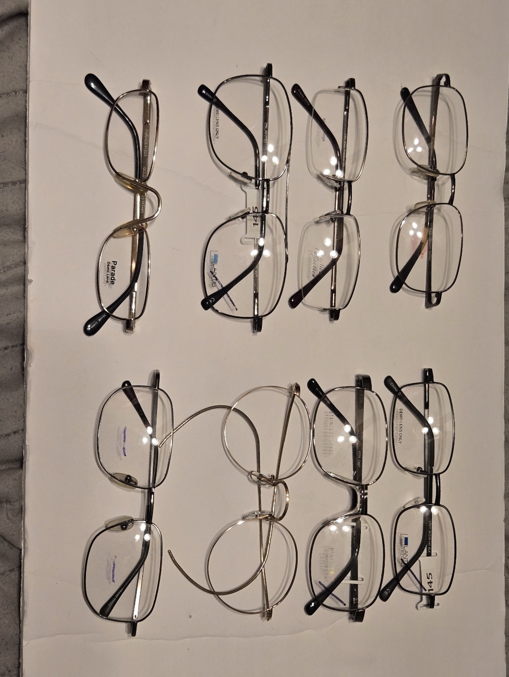 Lot of 8 New Eyeglass Frames Unisex Wired Mixed Styles Clear Lens Lantis Parade